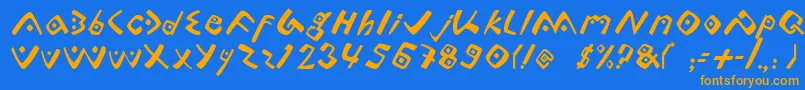 Lontara-Schriftart – Orangefarbene Schriften auf blauem Hintergrund