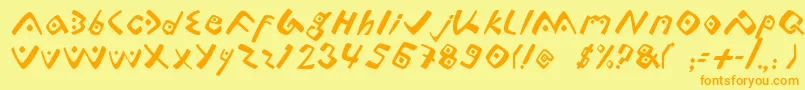 フォントLontara – オレンジの文字が黄色の背景にあります。