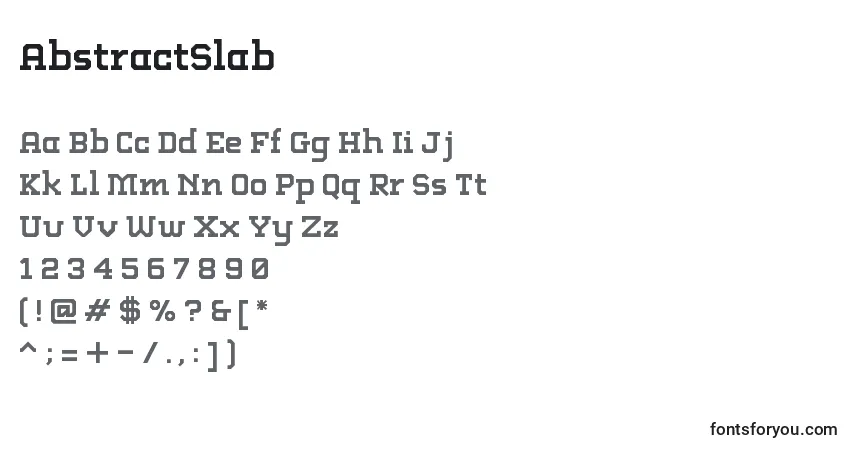 Schriftart AbstractSlab – Alphabet, Zahlen, spezielle Symbole
