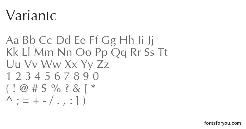Schriftart Variantc – Alphabet, Zahlen, spezielle Symbole