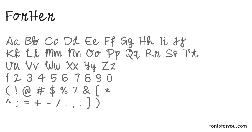 Czcionka ForHer – alfabet, cyfry, specjalne znaki