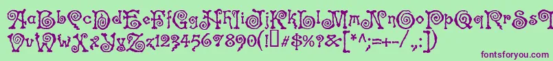 SpiralSt Font – Purple Fonts on Green Background