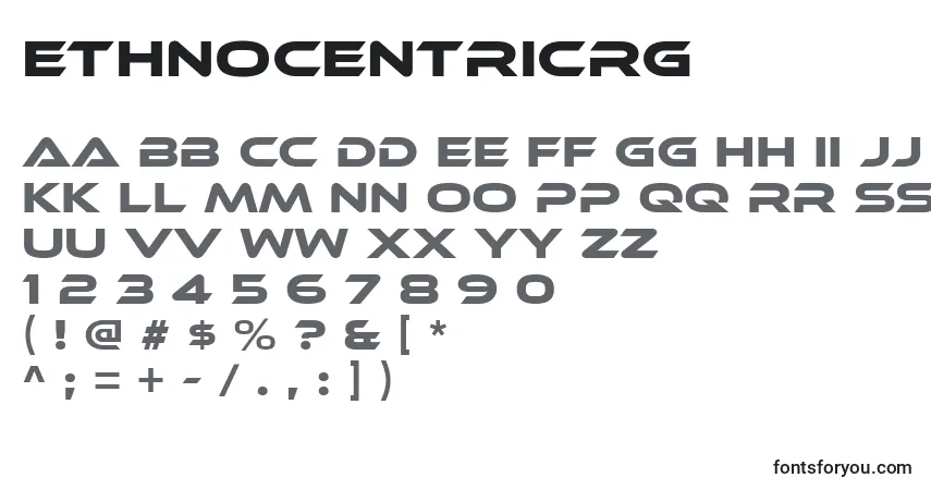 EthnocentricRg-fontti – aakkoset, numerot, erikoismerkit