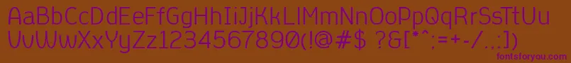 Czcionka AleksandracRegular – fioletowe czcionki na brązowym tle