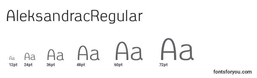 Größen der Schriftart AleksandracRegular (56890)