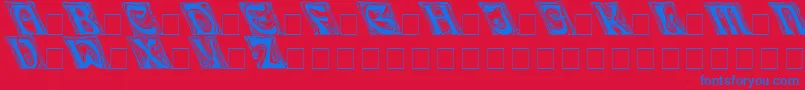 Ian Bent To Left-Schriftart – Blaue Schriften auf rotem Hintergrund