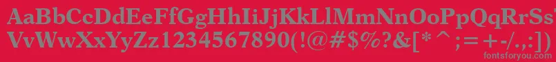 フォントDutch823BoldBt – 赤い背景に灰色の文字