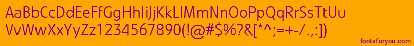 LinotypevetoLight-Schriftart – Violette Schriften auf orangefarbenem Hintergrund