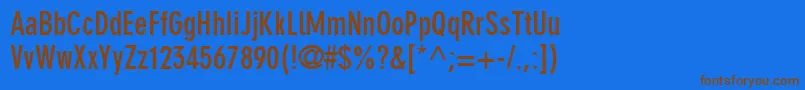 Din30640NeuzeitGroteskLtBoldCondensed-Schriftart – Braune Schriften auf blauem Hintergrund
