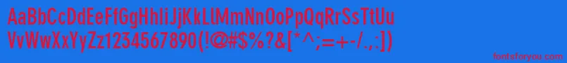 Din30640NeuzeitGroteskLtBoldCondensed Font – Red Fonts on Blue Background