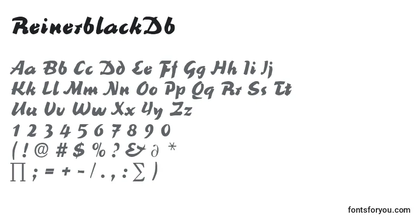 Czcionka ReinerblackDb – alfabet, cyfry, specjalne znaki
