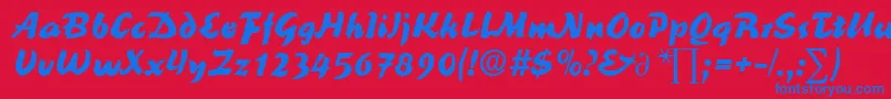 ReinerblackDb-Schriftart – Blaue Schriften auf rotem Hintergrund