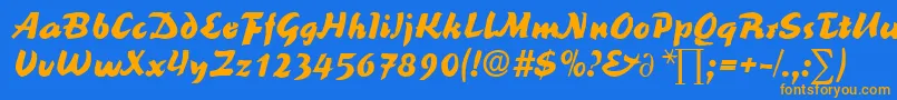ReinerblackDb Font – Orange Fonts on Blue Background