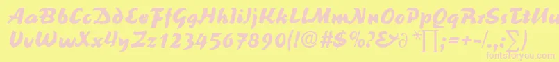 ReinerblackDb-fontti – vaaleanpunaiset fontit keltaisella taustalla