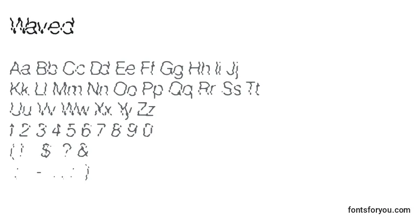 Czcionka Waved – alfabet, cyfry, specjalne znaki