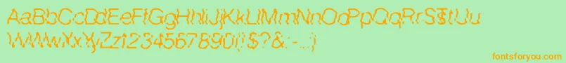 Waved-Schriftart – Orangefarbene Schriften auf grünem Hintergrund