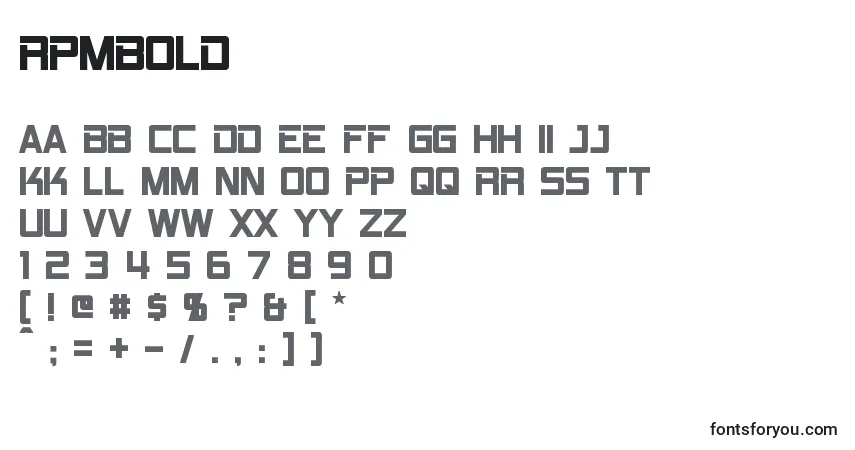 Czcionka RpmBold – alfabet, cyfry, specjalne znaki