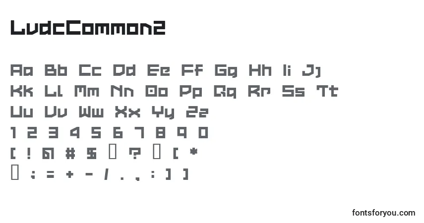 A fonte LvdcCommon2 – alfabeto, números, caracteres especiais