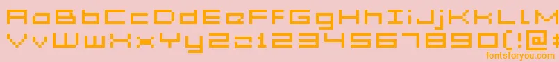 フォントGrixelAcme5WideXtnd – オレンジの文字がピンクの背景にあります。