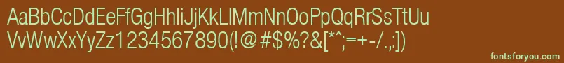 OlnovaRegularcond-fontti – vihreät fontit ruskealla taustalla