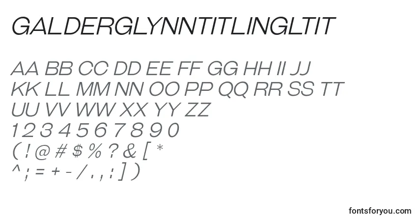 Шрифт GalderglynnTitlingLtIt – алфавит, цифры, специальные символы