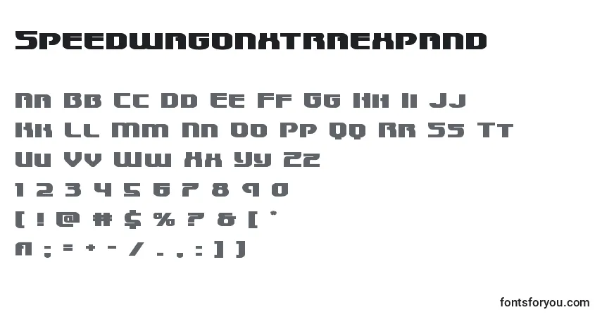 A fonte Speedwagonxtraexpand – alfabeto, números, caracteres especiais