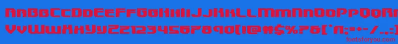 Speedwagonxtraexpand-Schriftart – Rote Schriften auf blauem Hintergrund