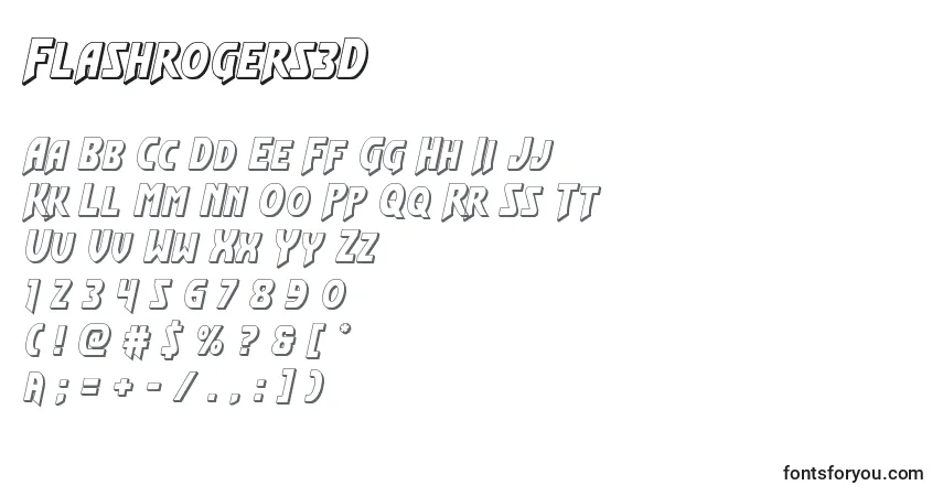 Schriftart Flashrogers3D – Alphabet, Zahlen, spezielle Symbole