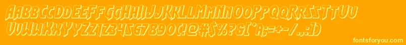 Flashrogers3D-Schriftart – Gelbe Schriften auf orangefarbenem Hintergrund