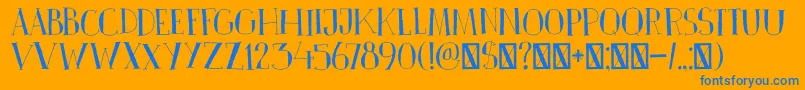 DkPinkus-Schriftart – Blaue Schriften auf orangefarbenem Hintergrund