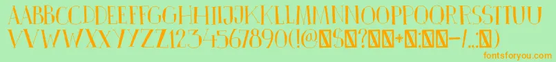 DkPinkus-Schriftart – Orangefarbene Schriften auf grünem Hintergrund
