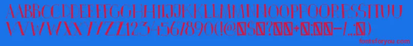 DkPinkus-Schriftart – Rote Schriften auf blauem Hintergrund