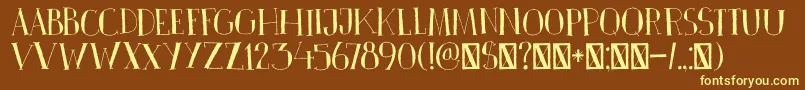 DkPinkus-Schriftart – Gelbe Schriften auf braunem Hintergrund