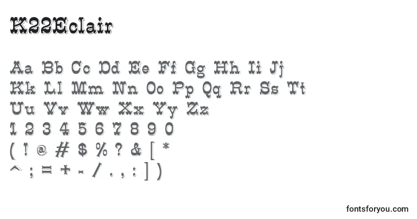 A fonte K22Eclair (56912) – alfabeto, números, caracteres especiais