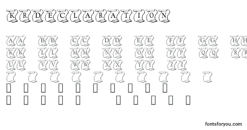 Czcionka KrDeclaration – alfabet, cyfry, specjalne znaki
