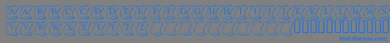 KrDeclaration-Schriftart – Blaue Schriften auf grauem Hintergrund