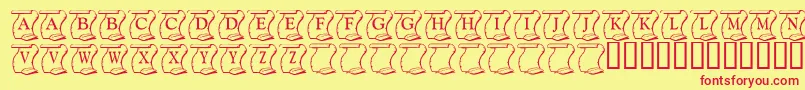 フォントKrDeclaration – 赤い文字の黄色い背景