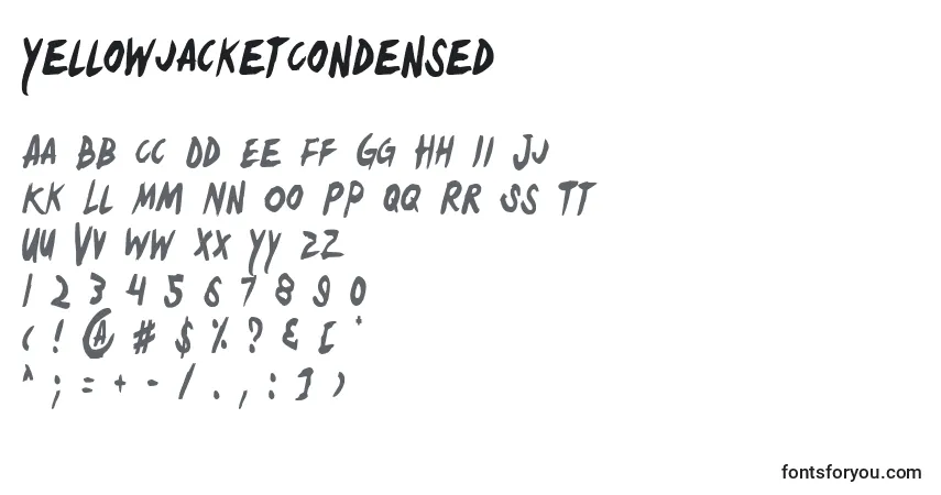 A fonte YellowjacketCondensed – alfabeto, números, caracteres especiais