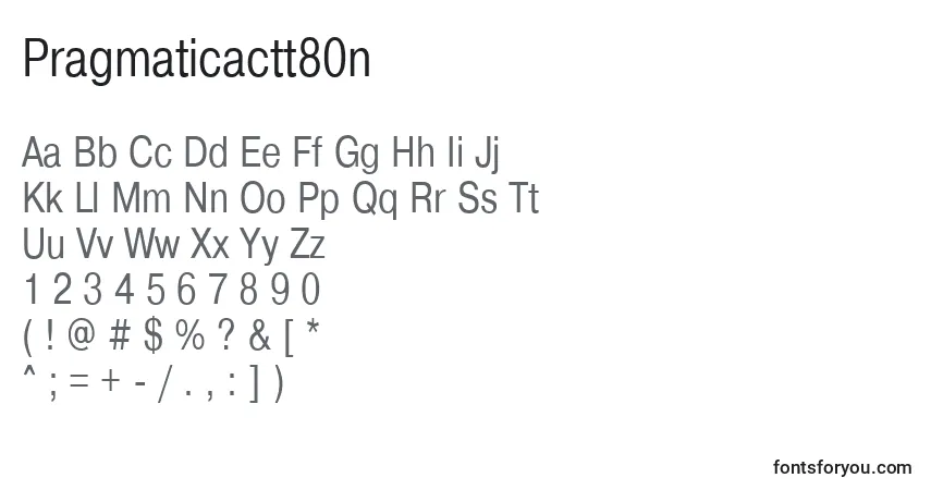 A fonte Pragmaticactt80n – alfabeto, números, caracteres especiais