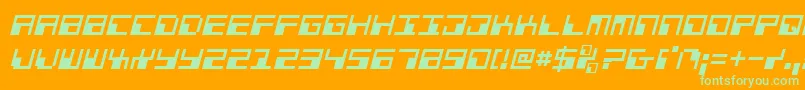 PhaserBankItalic Font – Green Fonts on Orange Background