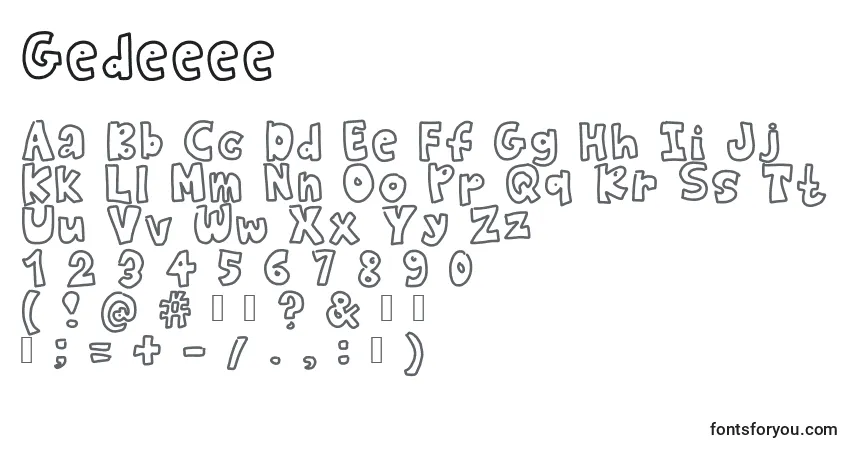 Шрифт Gedeeee – алфавит, цифры, специальные символы