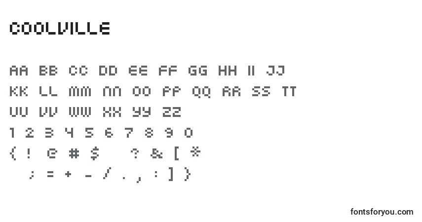 Schriftart Coolville – Alphabet, Zahlen, spezielle Symbole