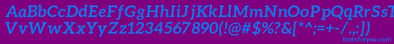 Fonte AleoBolditalic – fontes azuis em um fundo violeta