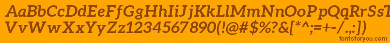 AleoBolditalic-Schriftart – Braune Schriften auf orangefarbenem Hintergrund