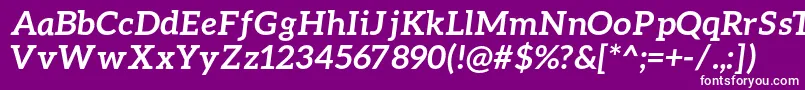 AleoBolditalic-Schriftart – Weiße Schriften auf violettem Hintergrund