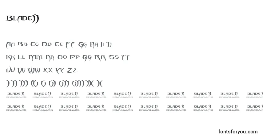 Schriftart Blade2 – Alphabet, Zahlen, spezielle Symbole