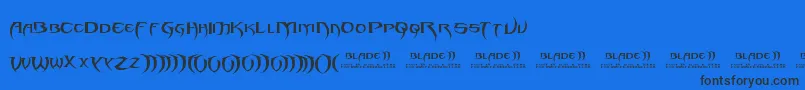 Blade2-Schriftart – Schwarze Schriften auf blauem Hintergrund