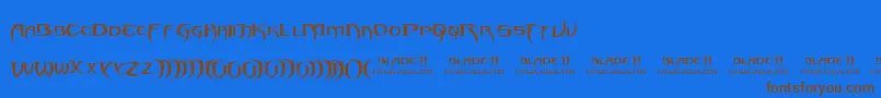 Blade2-Schriftart – Braune Schriften auf blauem Hintergrund