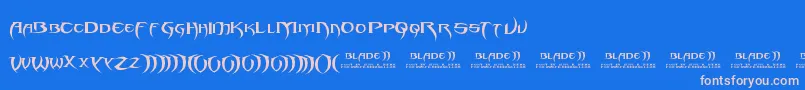 Blade2-Schriftart – Rosa Schriften auf blauem Hintergrund