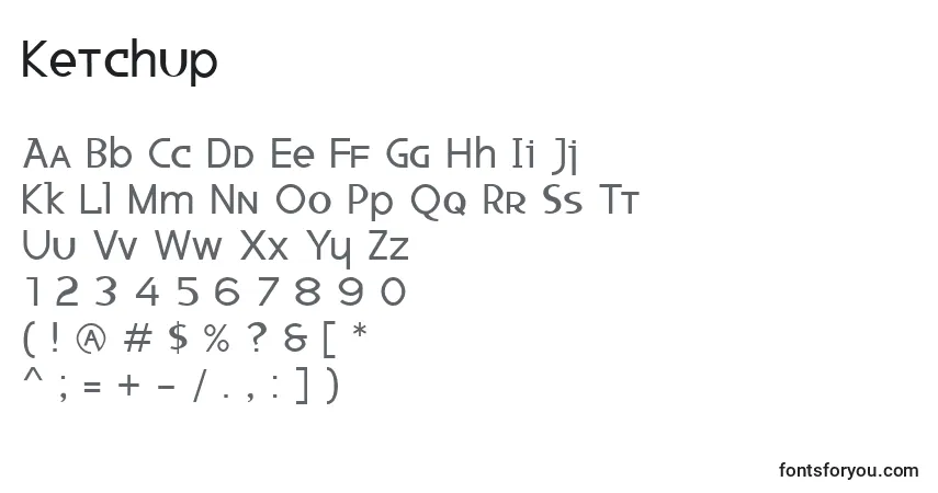 Schriftart Ketchup – Alphabet, Zahlen, spezielle Symbole